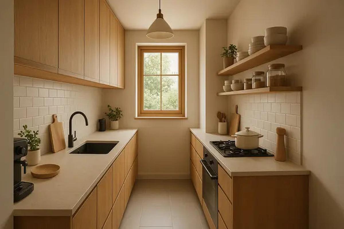 8 Desain Dapur Kecil Memanjang ke Samping, Solusi Ruang Terbatas yang Tetap Estetik di 2025
