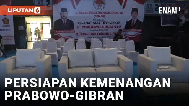 Persiapan Syukuran Kemenangan Prabowo-Gibran di Tenis Indoor Senayan