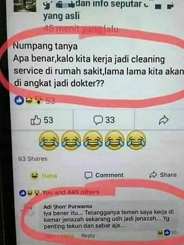 Pertanyaan nyeleneh ala warga facebook
