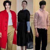 Win Metawin, Byeon Woo-Seok, dan Karina aespa saat di Prada Menswear FW26. [Instagram]