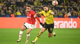 Kemenangan ini membuat Die Borussen unggul agregat gol 3-1 setelah kedua tim bermain imbang 1-1 pada leg pertama. (INA FASSBENDER/AFP)