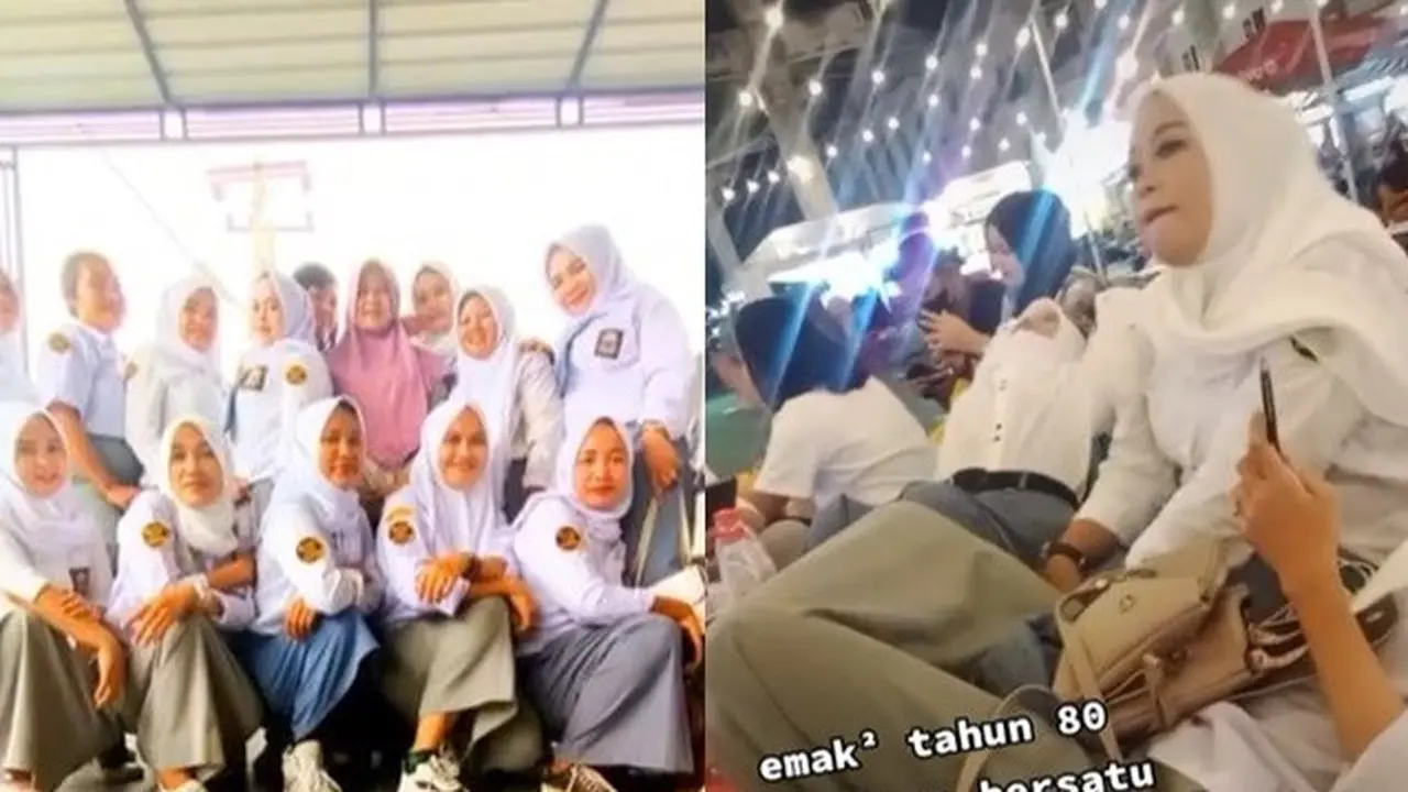 Viral Emak-Emak Nongkrong Pakai Seragam Sekolah, Aksinya Curi Perhatian