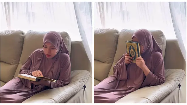 6 Potret Sohwa Halilintar Mengaji Selama Bulan Ramadan, Khatam Al-Quran di Hari ke-25
