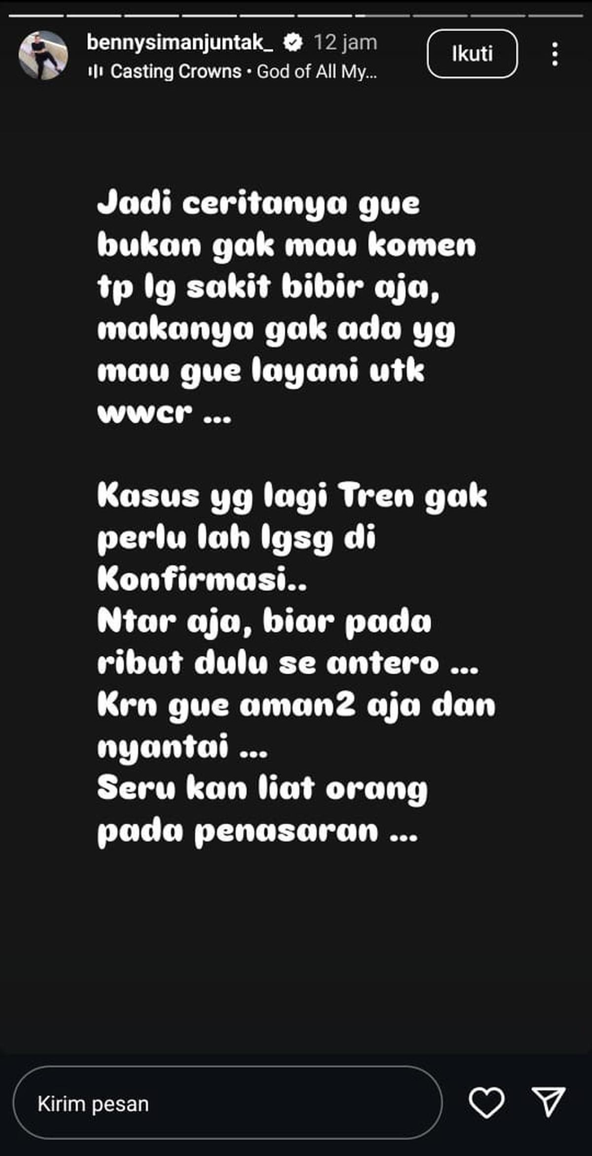Ternyata Ini Alasan Benny Simanjuntak yang Kini Diam di Kasus Jonathan Frizzy