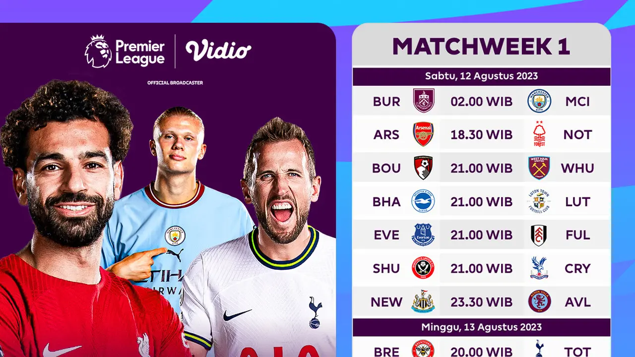 Jadwal Lengkap dan Live Streaming Liga Inggris 2023/2024 Week 1 di Vidio