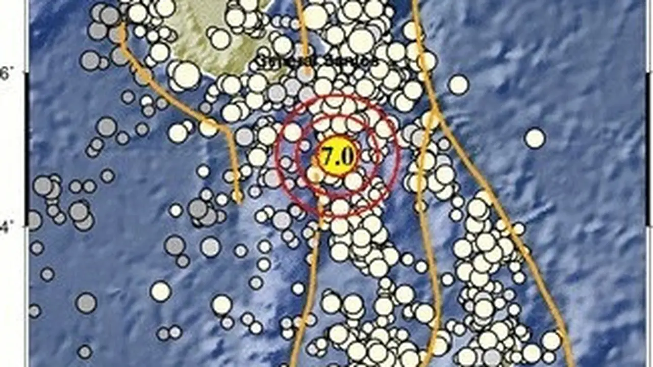 Gempa bumi berkekuatan 7,0 magnitudo menggetarkan wilayah Pulau Karatung, Provinsi Sulawesi Utara (Sulut)