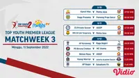 Link Live Streaming Top Youth Premier League Matchweek 3, Minggu 11 September 2022 di Vidio