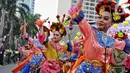 Ribuan penari tradisional dan pesilat tampil pada gelaran yang bertujuan mempromosikan dan melestarikan warisan budaya Betawi. (Liputan6.com/Angga Yuniar)