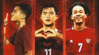 Timnas Indonesia - Marselino Ferdinan, Pratama Arhan, Ronaldo Kwateh (Bola.com/Lamya Dinata/Adreanus Titus)