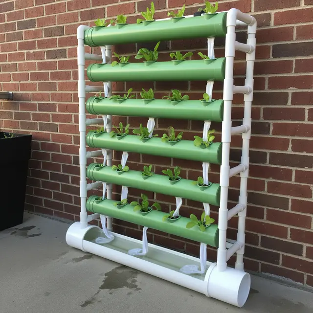 Rak Vertikal dari Pipa PVC untuk Kebun Sayur di Rumah Sempit (Image by Gemini AI)