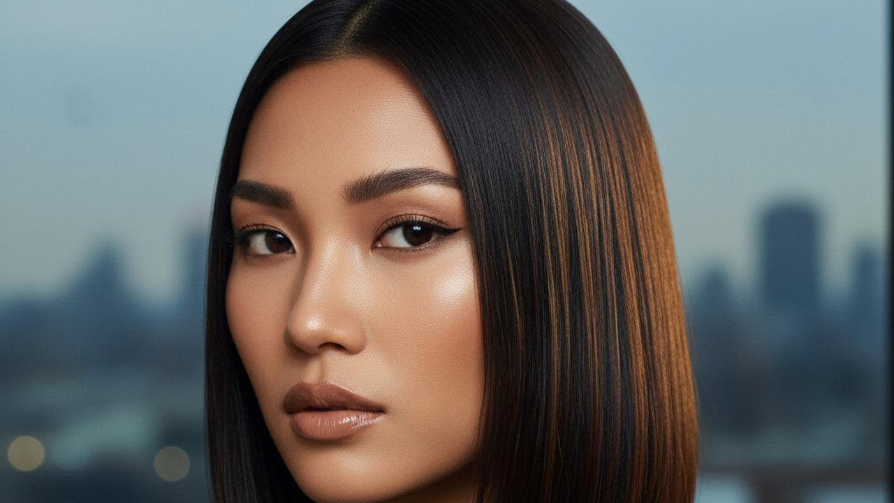 Model Rambut Sleek Straight Sebahu