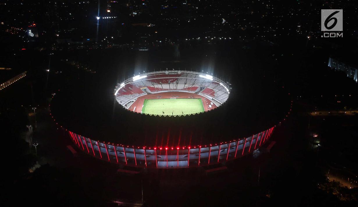 Foto Megah Ini Stadion Gbk Yang Bermandikan Cahaya Lampu