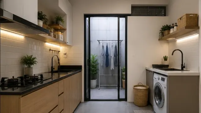 Contoh Dapur Kecil Dekat Area Cuci