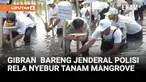Wakil Presiden Gibran Rakabuming Raka menanam mangrove di Taman Mangrove Ketapang, Kabupaten Tangerang, Banten, Senin (27/10).