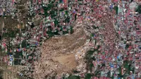 Penampakan kota Palu diambil dari satelit usai tsunami yang melanda (AP)