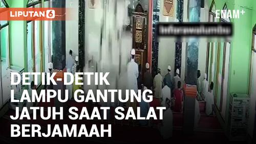 VIDEO: Ngeri! Lampu Gantung Masjid di Narogong Jatuh Saat Sholat Berjamaah