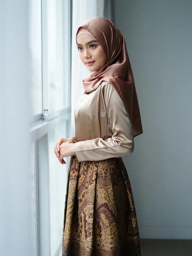 Midi Dress Muslim Kombinasi Batik Modern