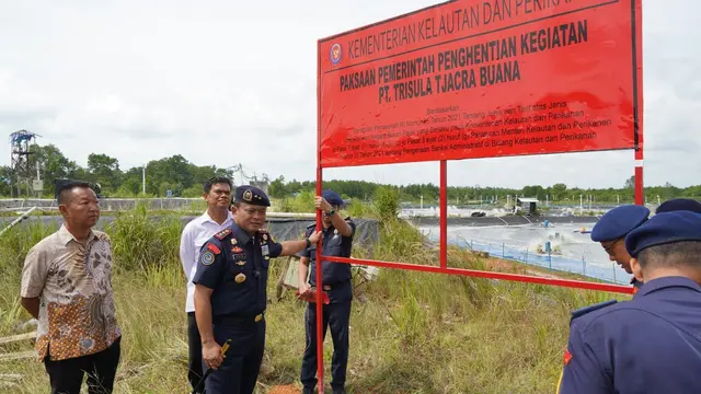 KKP segel tambak udang di Desa Sembulang Jembatan Lima, Kwcamatan Galang, Batam, Kepulauan Riau karena menjalankan operasional di luar ketentuan. (Dok KKP)
