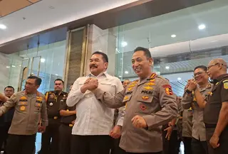 Jaksa Agung ST Burhanudin dan Kapolri Jenderal Listyo Sigit Usai Pertemuan (Rifqy Alief Abiyya/Liputan6.com)