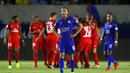 Pemain Leicester City, Andy King terlihat kecewa saat timnya kalah dari PSG pada laga International Champions Cup 2016 di StubHub Center, Carson, California, (30/7/2016). (Reuters/Mike Blake)