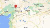 Provinsi Gaziantep maupun Provinsi Kahramanmaras yang disebut sebagai pusat gempa Turki terletak dekat dengan perbatasan Turki dan Suriah. (Dok. Google Maps)