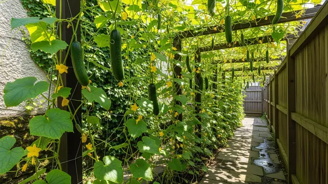Tanaman Timun, Ide Kebun Rambat Produktif untuk Lorong Rumah/Gemini AI
