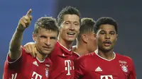 Selebrasi Pemain Bayern Munchen saat melawan Lyon di semifinal Liga Champions (AP)
