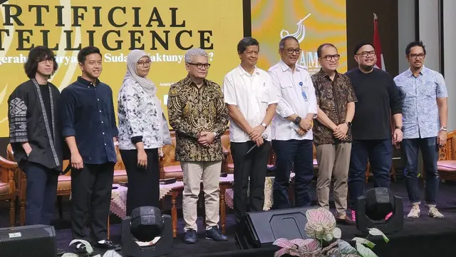 Diskusi publik yang membahas peran artificial intelligence (AI) atau kecerdasan buatan dalam industri musik Indonesia.(Istimewa)