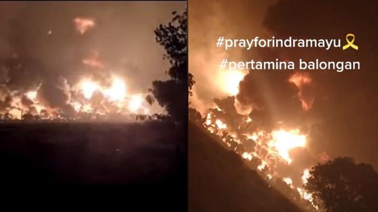 5 Video Amatir Kebakaran Kilang Minyak Indramayu Balongan, Histeris Ucap Takbir