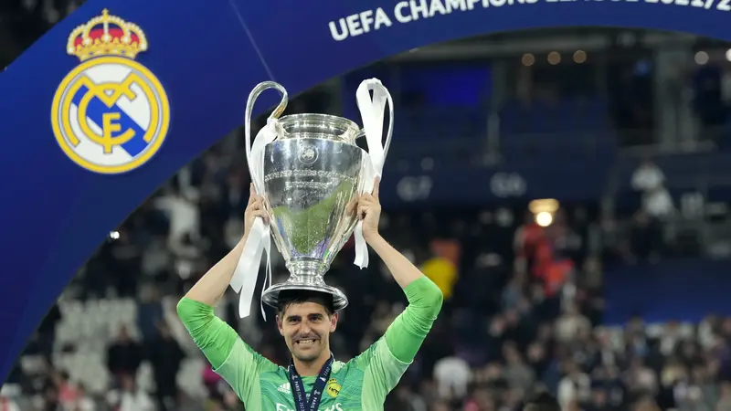 Foto: Gol Tunggal Vinicius Junior dan Apiknya Penampilan Thibaut Courtois Bawa Real Madrid Juara Liga Champions Musim 2021 / 2022