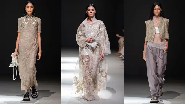 Sapto Djojokartiko Spring/Summer 2024 saat pergelaran di Jakarta, Selasa malam (31/10/2023).
