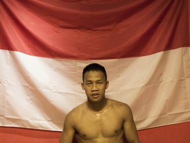Petinju andalan Indonesia, Daud Yordan, bersiap pertahankan gelar juara tinju kelas ringan (62,1 kg) WBO Asia Pasifik dan Afrika. (Bola.com/Vitalis Yogi Trisna)