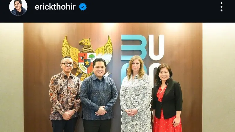 Menteri BUMN Erick Thohir telah menjalin pertemuan dengan bos Vale Base Metals (VBM). Erick juga sekaligus bertemu dengan Bos Vale Indonesia.