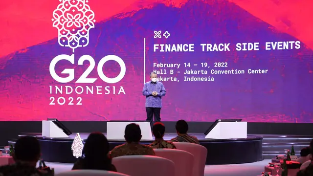 Gubernur BI, Perry Warjiyo dalam pertemuan pertama tingkat Menteri Keuangan dan Gubernur Bank Sentral Presidensi G20. (Dok BI)