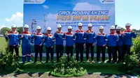 Pertamina melakukan groundbreaking proyek pengembangan pembangkit listrik tenaga Surya (PLTS) di Kilang Plaju . (Dok Pertamina)