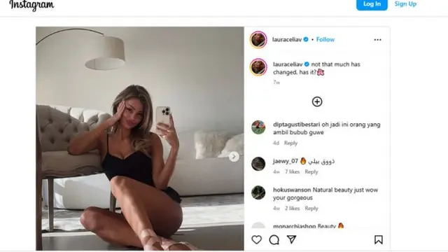 Screenshot Feed Instagram Selebgram Spek Bidadari Laura Celia Valk (instagram @lauraceliav).