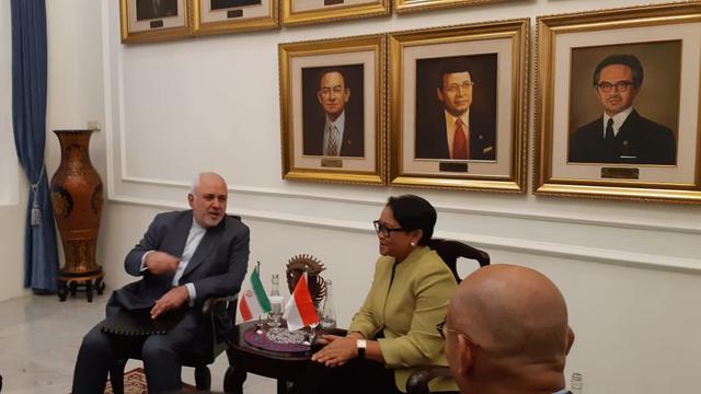 Menteri Luar Negeri Iran, Javad Zarif, bertemu Menteri Luar Negeri RI, Retno Marsudi di Gedung Pancasila, Kementerian Luar Negeri RI (Liputan6.com/Rizki Akbar Hasan)