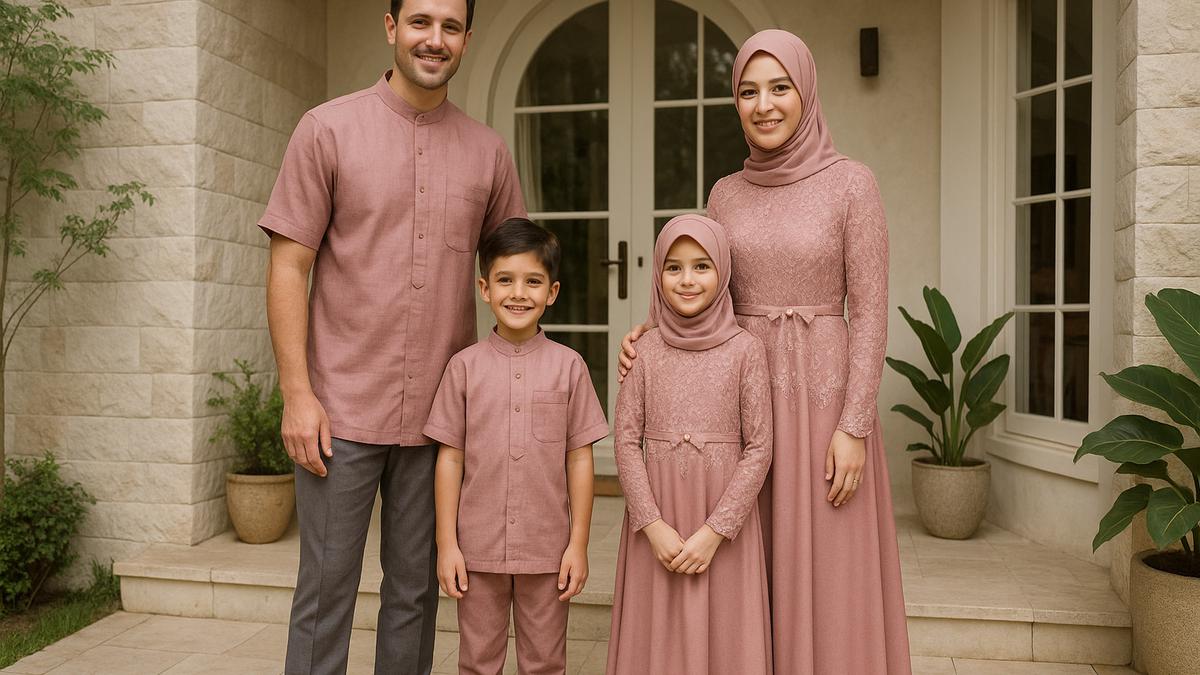 7 Ide Gamis Seragam Sekeluarga dengan 2 Anak, Kompak dan Elegan untuk Momen Spesial