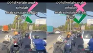 Viral siswa enggak pakai helm di lampu merah naik bus untuk hindari polisi