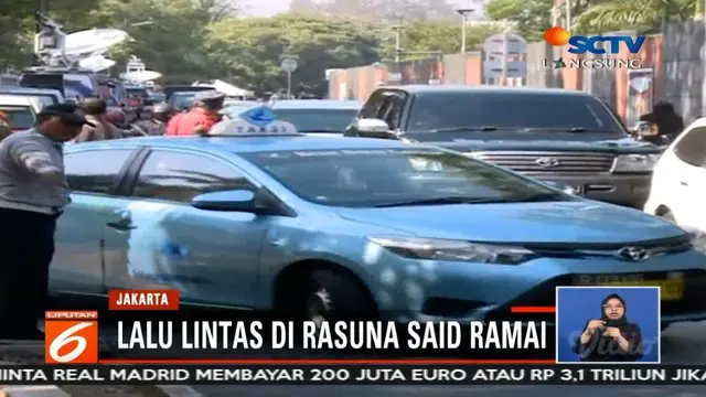 Situasi terkini lalu lintas di Rasuna Said. Jelang pelepasan jenazah Presiden ke-3 RI, BJ Habibie dari rumah duka di Kuningan, Jakarta Selatan.