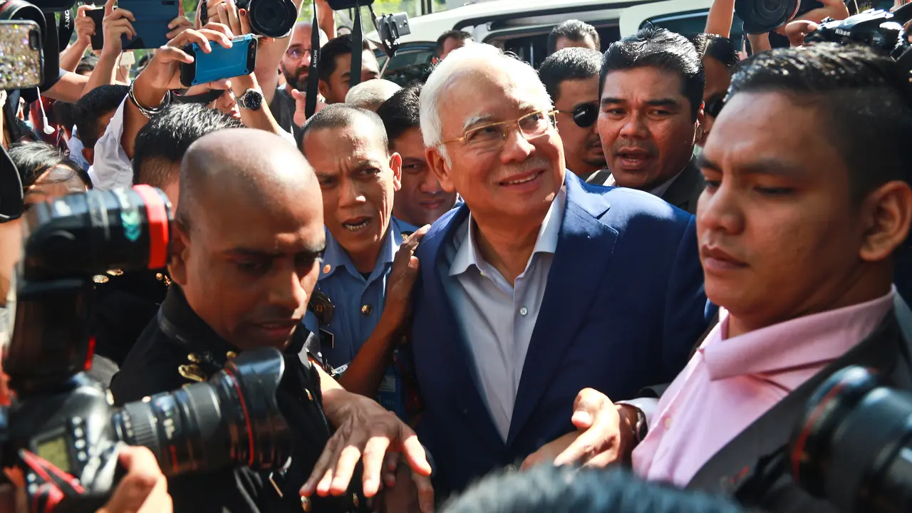 Najib Razak tiba di Kantor Pencegahan Korupsi Malaysia
