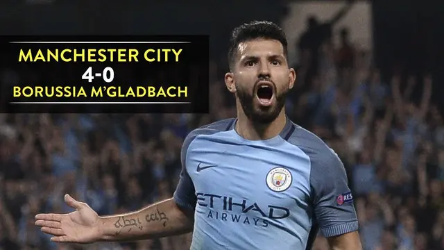 Video highlights Liga Champions antara Man City melawan Gladbach yang berakhir dengan skor 4-0, Kamis (15/9/2016) dinihari WIB