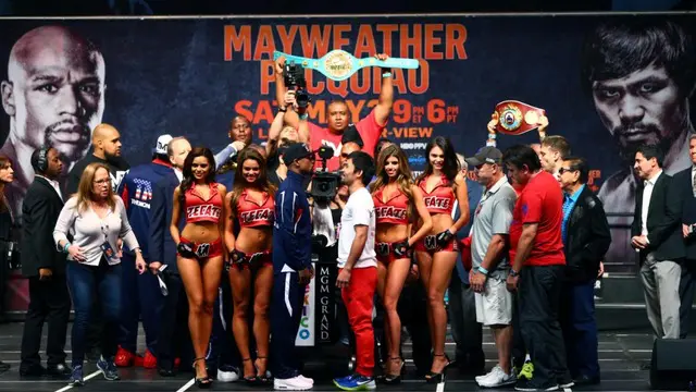 Acara timbang badan Floyd Mayweather vs Manny Pacquiao 