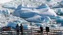 Gletser Perito Moreno dinamai untuk menghormati penjelajah Argentina Francisco Moreno, yang memainkan peran penting dalam sengketa perbatasan antara Argentina dan Chile pada abad ke-19. (Walter Diaz / AFP)