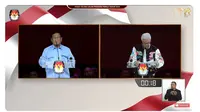 Calon Presiden (Capres) nomor urut 02 Prabowo Subianto dan Capres nomor urut 03 Ganjar Pranowo saat debat Pilpres 2024 terakhir yang digelar Minggu (4/2/2024) di Jakarta Convention Center (JCC), Senayan, Jakarta Pusat. (Tangkapan Layar YouTube KPU RI)