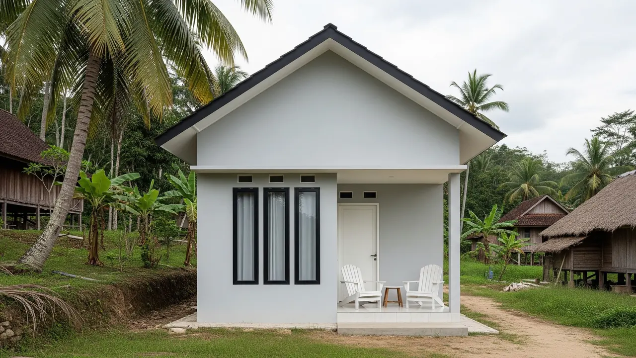 Contoh Rumah Sederhana Rp50 Juta Ala Skandinavian di Desa/Gemini AI
