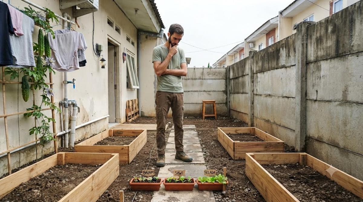 Menata Halaman Belakang Rumah Subsidi Jadi Kebun Sayur