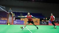 Ganda putra Indonesia, Fajar Alfian/Muhammad Rian Ardianto, saat tampil pada Kejuaraan Bulutangkis Beregu Campuran Asia 2023, Kamis (16/2/2023). (PBSI)