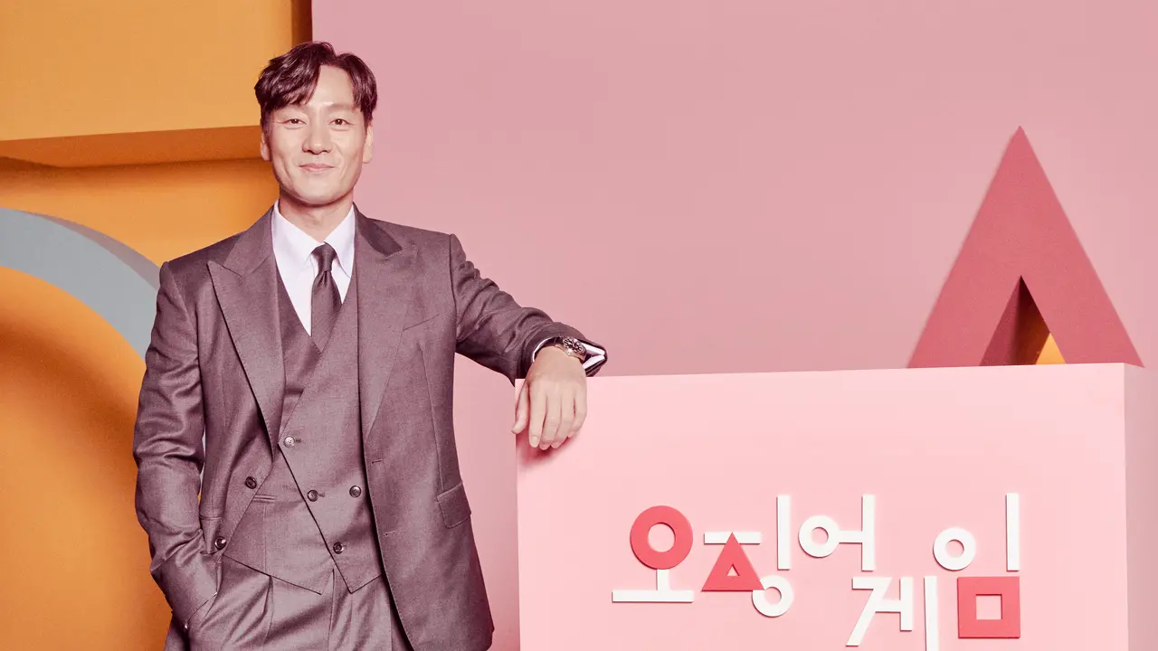 Park Hae Soo dalam konferensi pers Squid Game. (Netflix).