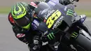 Cal Crutchlow dipercaya menjadi test rider Yamaha sejak 2021. Pembalap Inggris tersebut sebelumnya telah lama berkecimpung di MotoGP. Memulai karier sejak 2011, Cal Crutchlow telah mengantongi 19 podium di MotoGP. Ia merupakan sosok penting di balik motor Yamaha YZR-M1. (AFP/Adrian Dennis)